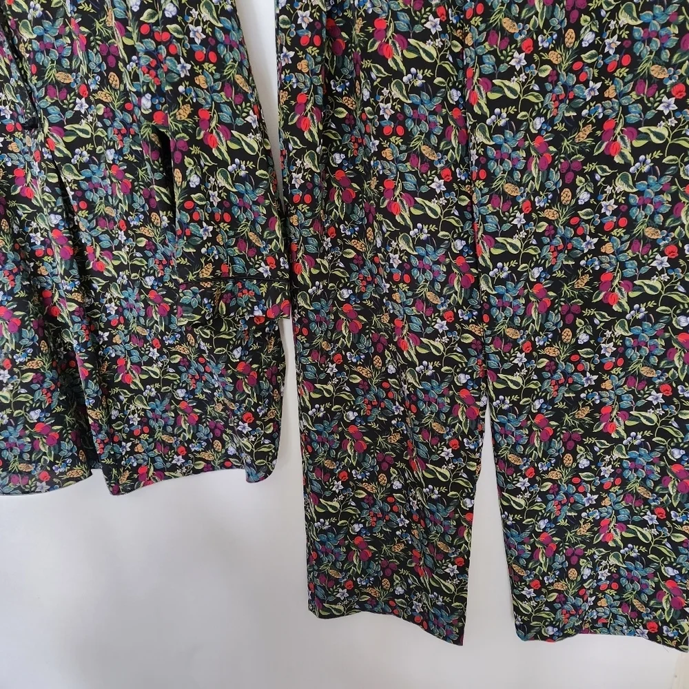VTG Jennifer Moore Wildflower Silky Pajama Pant Set Black Floral S